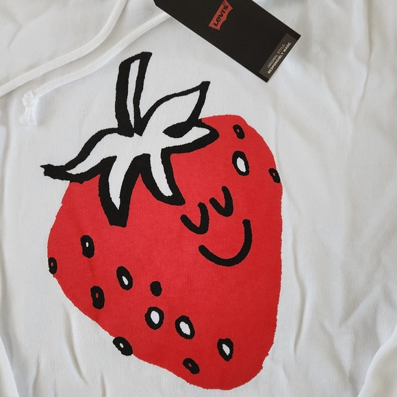 Levi's Women's Cropped Happy Strawberry Prism Hoodie Size 2X - Picture 2 of 11